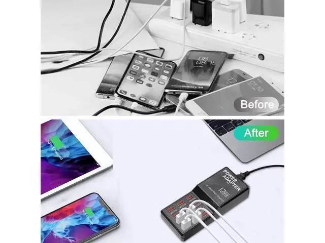 Alt view image 2 of 6 - Multi Port USB Charging Station, 60W 12 Ports USB Charging Station, USB Fast Charging 12 Ports for Multiple Devices Cell Phones Tablets Smartwatches Headphones Speakers (Black)