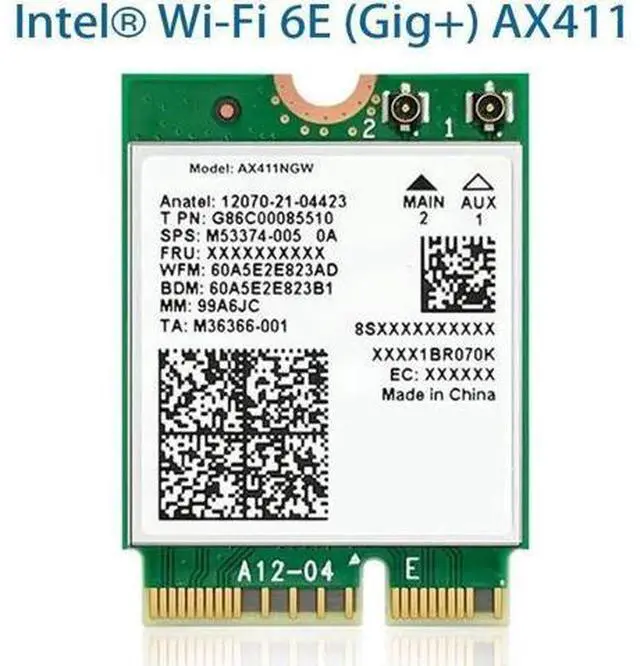 Main image of Wi-Fi 6E AX411 Intel Killer AX1690i WIFI 6E Speed 2.4 Gbps 802.11ax 2.4/5/6GHz Bluetooth 5.3 BT5.3