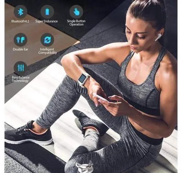 Alt view image 3 of 7 - Wireless Earbuds Bluetooth Headphones Stereo Earphone with Built-In Mic with Charging Case Cordless Sport Headsets for AirPods iPhone XS XR X 8 7 plus 6 6s plus Android Samsung Galaxy