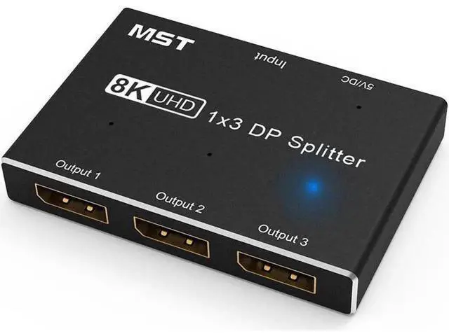 Alt view image 5 of 7 - 1x3 DisplayPort Ultra HD Splitter Converter, 3 Port DisplayPort 8K DP 1.4 Switch Direction 1in 3out 8K@30Hz 4K@120Hz Splitter Converter for Multiple Source and displays