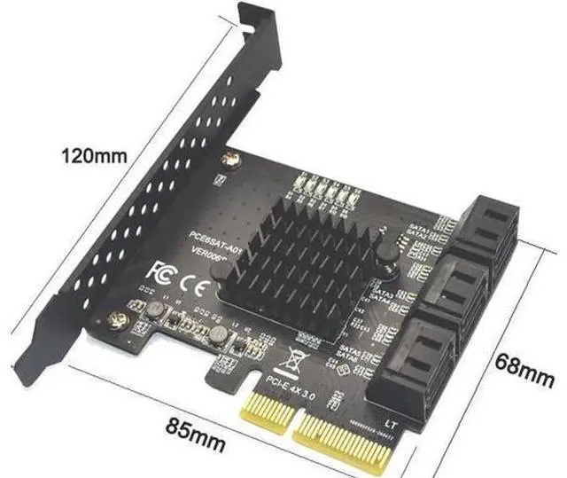 Main image of PCIe SATA Card, PCI-E 4X3.0 to 6 Port SATA Card, SATA Controller Expansion Card with Low Profile Bracket, Non-Raid, Boot as System Disk, Support 6 SATA 3.0 Devices PCI-E 4X3.0