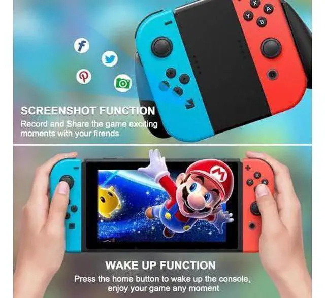 Alt view image 5 of 7 - Replacement for Switch Controller Work with Switch/Lite/OLED,Wireless Gamepad Support Dual Vibration,6-Axis Gyro,Wake-up,Motion Controls,Screenshot, L/R Red