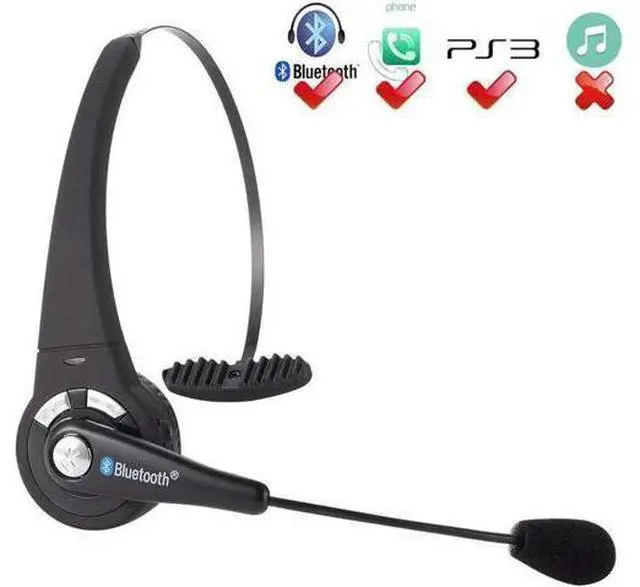 Main image of Over the Head Bluetooth Headphone for PS3 Cell Phone Headset Office Wireless Headset With Mic Handsfree Calling for PS3 Skype Truck Driver iPhone Android Smartphoens