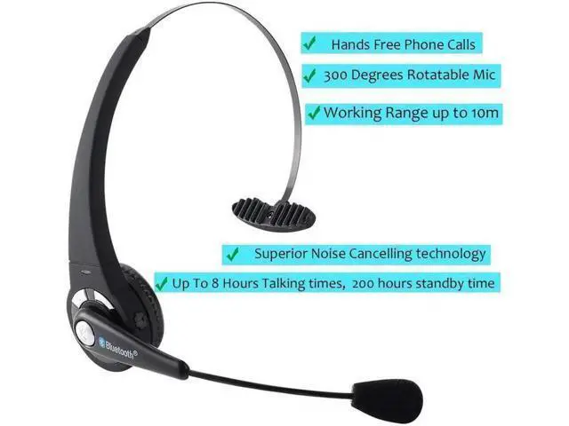 Alt view image 6 of 6 - Over the Head Bluetooth Headphone for PS3 Cell Phone Headset Office Wireless Headset With Mic Handsfree Calling for PS3 Skype Truck Driver iPhone Android Smartphoens