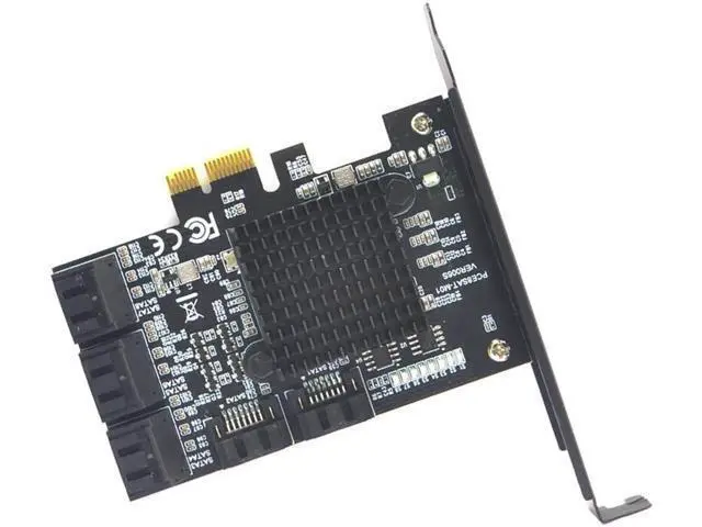 Alt view image 5 of 7 - 88SE9215 Chip 8 Ports SATA 3.0 to PCIe Expansion Card PCI Express SATA Adapter SATA 3 Converter with Heat Sink for HDD PCIE SATA