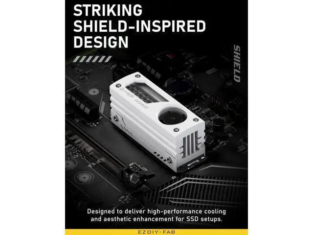 Alt view image 3 of 6 - Aomoproing Shield M.2 SSD Heatsink with Build-in 20mm PWM Fan, Premium Aluminum Design, High-Performance SSD Cooler for M.2 2280-White-1 Pack