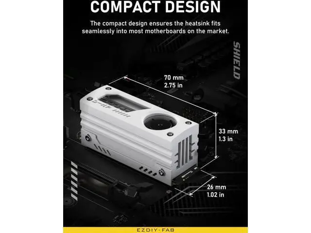 Alt view image 5 of 6 - Aomoproing Shield M.2 SSD Heatsink with Build-in 20mm PWM Fan, Premium Aluminum Design, High-Performance SSD Cooler for M.2 2280-White-1 Pack