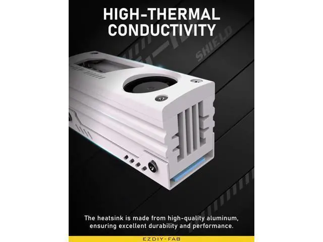 Alt view image 6 of 6 - Aomoproing Shield M.2 SSD Heatsink with Build-in 20mm PWM Fan, Premium Aluminum Design, High-Performance SSD Cooler for M.2 2280-White-1 Pack