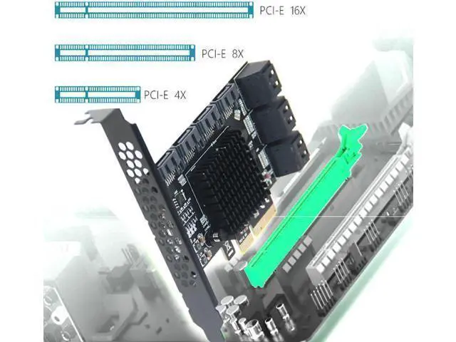 Alt view image 4 of 7 - Chi a Mining Riser 10 Port PCIE SATA Card PCI Express SATA Controller PCIE to SATA3 Expansion Card PCI E X4 SATA 3 6Gbps ASM1166 Grey
