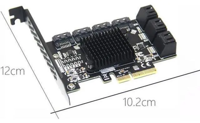 Alt view image 6 of 7 - Chi a Mining Riser 10 Port PCIE SATA Card PCI Express SATA Controller PCIE to SATA3 Expansion Card PCI E X4 SATA 3 6Gbps ASM1166 Grey