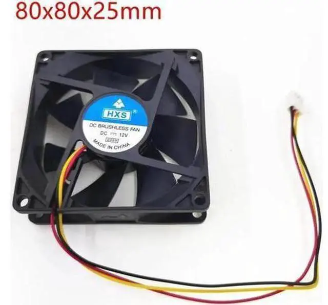 Main image of 80x80x25mm 12V PC Cooling Fan Portable Cooler Fan Ball Bearing 3 Pin 2Pin Connector