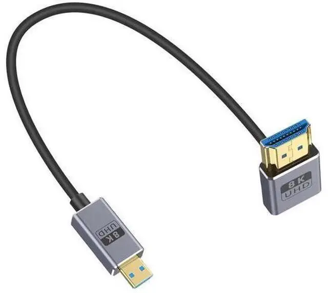 Main image of AOMOPROING Short Micro HDMI 2.1 Cable, 90 Degree Micro HDMI to HDMI Cable, Down Angle HDMI Male to Micro HDMI Cable 8K@60Hz, 4K@240Hz, 48Gbps High Speed for Camera 1FT/30cm