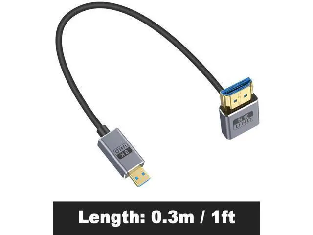 Alt view image 4 of 7 - AOMOPROING Short Micro HDMI 2.1 Cable, 90 Degree Micro HDMI to HDMI Cable, Down Angle HDMI Male to Micro HDMI Cable 8K@60Hz, 4K@240Hz, 48Gbps High Speed for Camera 1FT/30cm