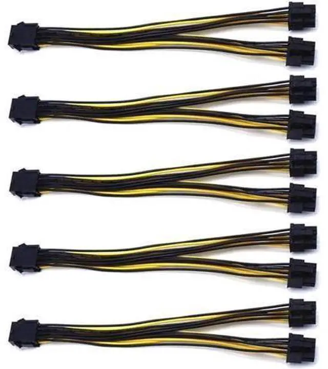 Main image of 5-Pack PCI-E 8Pin to 2X 8 Pin (6+2) Power Splitter Cable for PCIE PCI Express Image Card Y - Splitter Extension Cable