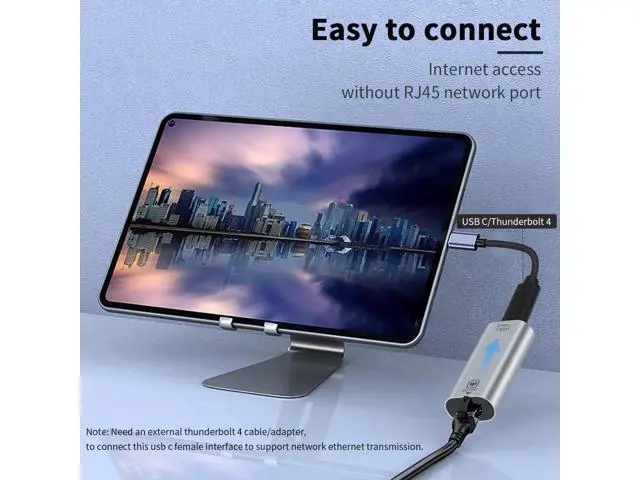 Alt view image 2 of 6 - USB C to RJ45 Ethernet Adapter Gigabit, RJ45 Female to USB C Female Adapter, Up to 1000/100/10Mbps Ethernet LAN Network Adapter Compatible for iPad, MacBook Pro, 1Pack