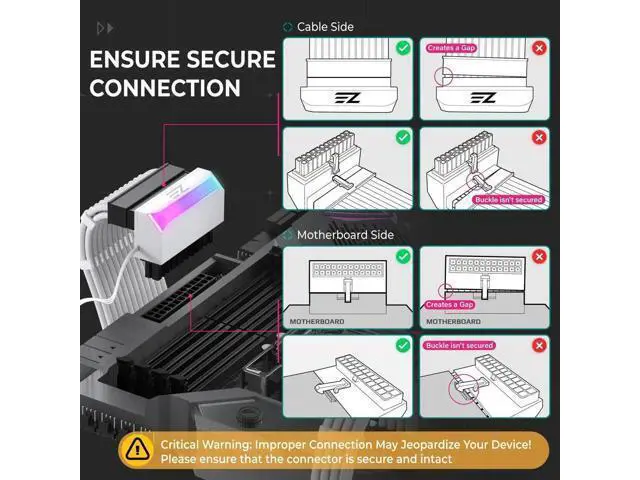 Alt view image 2 of 7 - ATX 24-pin 90 Degree Power Connector 5V 3 Pin ARGB Rainbow Female to Male Power Supply/Power Adapter for Computer Motherboard -1 Pack