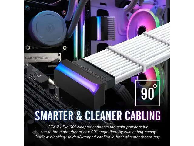 Alt view image 4 of 7 - ATX 24-pin 90 Degree Power Connector 5V 3 Pin ARGB Rainbow Female to Male Power Supply/Power Adapter for Computer Motherboard -1 Pack