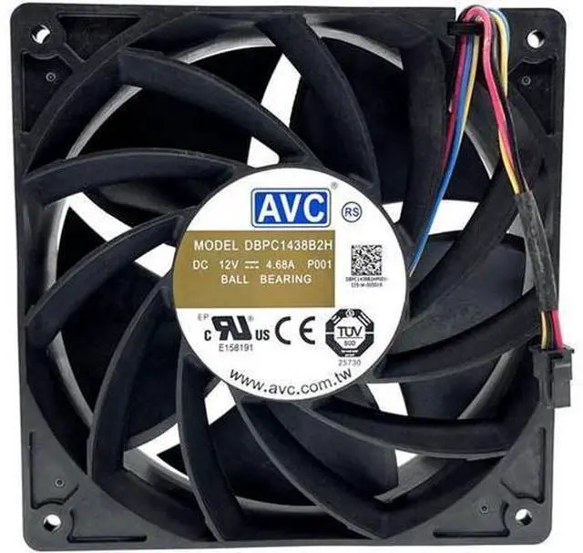 Main image of 1438B2H P001 Miner Mining Cooling Fan 140mm 14cm,140X140X38mm 12V Dual Ball 6900RPM Powerful High Speed Airflow CFM Cooler