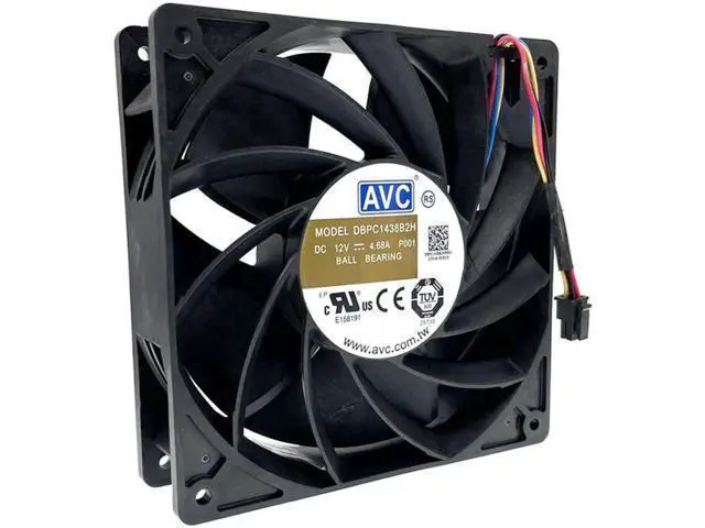 Alt view image 4 of 4 - 1438B2H P001 Miner Mining Cooling Fan 140mm 14cm,140X140X38mm 12V Dual Ball 6900RPM Powerful High Speed Airflow CFM Cooler