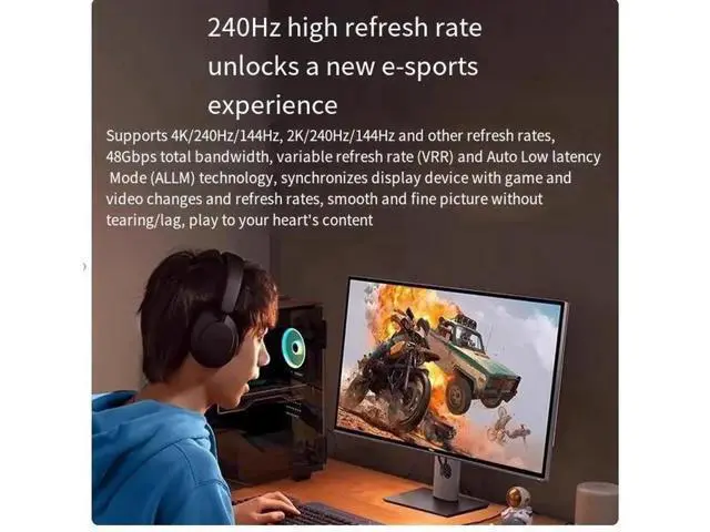 Alt view image 5 of 5 - 8k60HZ 4K240HZ high-definition cable hdmi 2.1 connects to a computer, TV and 4k240hz monitor screen cable 3m
