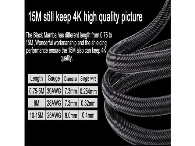 Alt view image 4 of 7 - AOMOPROING HDMI 2.0 Cable, High Speed HDMI 2.0 4K Ultra HD Silver Cable Supports Ethernet, Xbox Play Station, PS3, PS4, PC, TV (10m/32 ft., Black) 26.25 ft.