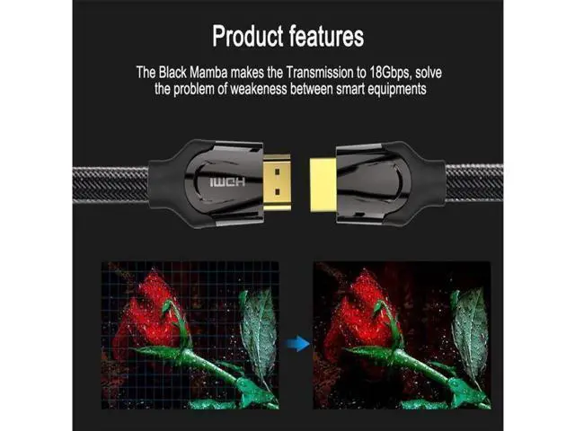 Alt view image 7 of 7 - AOMOPROING HDMI 2.0 Cable, High Speed HDMI 2.0 4K Ultra HD Silver Cable Supports Ethernet, Xbox Play Station, PS3, PS4, PC, TV (10m/32 ft., Black) 26.25 ft.