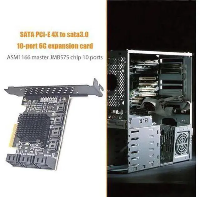Alt view image 4 of 6 - Chi a Mining PCIE SATA Card Adapter 10 port SATA 3.0 to PCI Express 3.0 X4 Expansion Card SATA3.0 6G PCI-E SATA Controller Riser