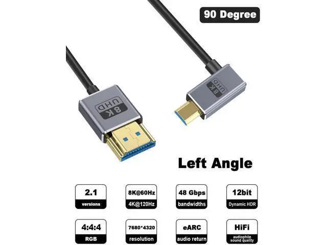 Alt view image 3 of 7 - 8K 90 Degree Micro HDMI to HDMI Cable 1FT/30cm, Right Angl HDMI Male to Micro HDMI Adapter Cable with 8K@60Hz, 4K@240Hz, 48Gbps Micro HDMI Cable Coiled for Cameras, DSLRs, Camcorders, Monitors