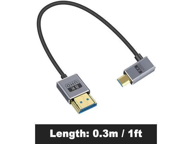 Alt view image 5 of 7 - 8K 90 Degree Micro HDMI to HDMI Cable 1FT/30cm, Right Angl HDMI Male to Micro HDMI Adapter Cable with 8K@60Hz, 4K@240Hz, 48Gbps Micro HDMI Cable Coiled for Cameras, DSLRs, Camcorders, Monitors