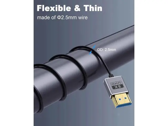Alt view image 6 of 7 - 8K 90 Degree Micro HDMI to HDMI Cable 1FT/30cm, Right Angl HDMI Male to Micro HDMI Adapter Cable with 8K@60Hz, 4K@240Hz, 48Gbps Micro HDMI Cable Coiled for Cameras, DSLRs, Camcorders, Monitors