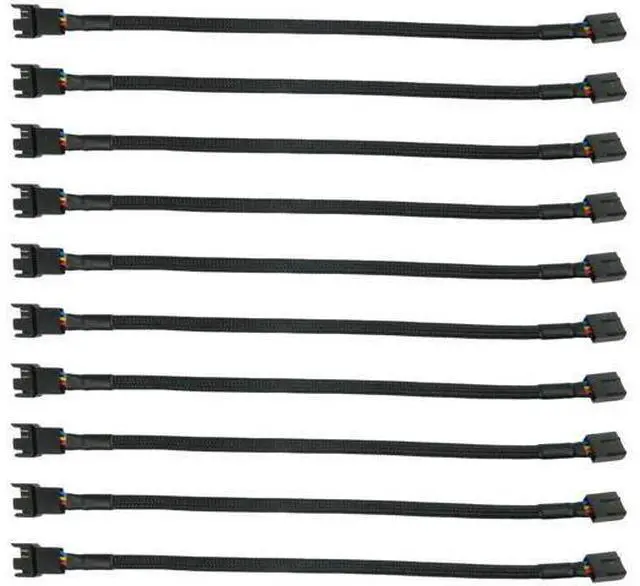 Main image of Aomopro10PCS 4-Pin PWM Fan Splitter Cable 1 to1 Sleeved Braided Adapter Computer PC Fan Extension Power Supply Cable Converter Cord Wire Compatible with Computer ATX Case 4-Pin/3-Pin Cooling Fan Cable