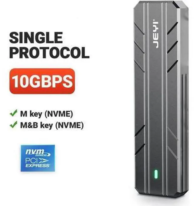 Main image of M.2 NVME SATA SSD Enclosure, USB C 3.2 Gen 2 10Gbps or 6Gbps SATA M-Key(B+M Key) SSD Reader Dual Protocol Hard Disk Case