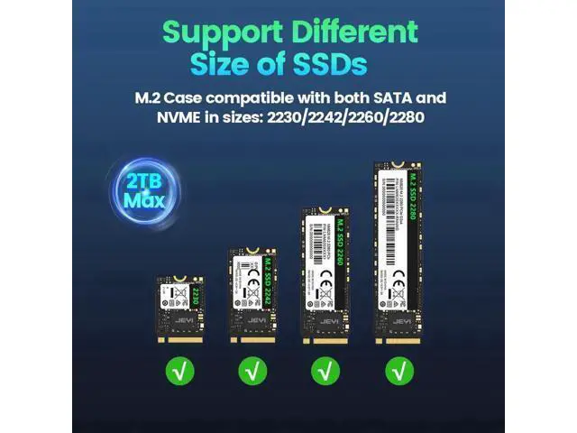 Alt view image 4 of 7 - M.2 NVME SATA SSD Enclosure, USB C 3.2 Gen 2 10Gbps or 6Gbps SATA M-Key(B+M Key) SSD Reader Dual Protocol Hard Disk Case