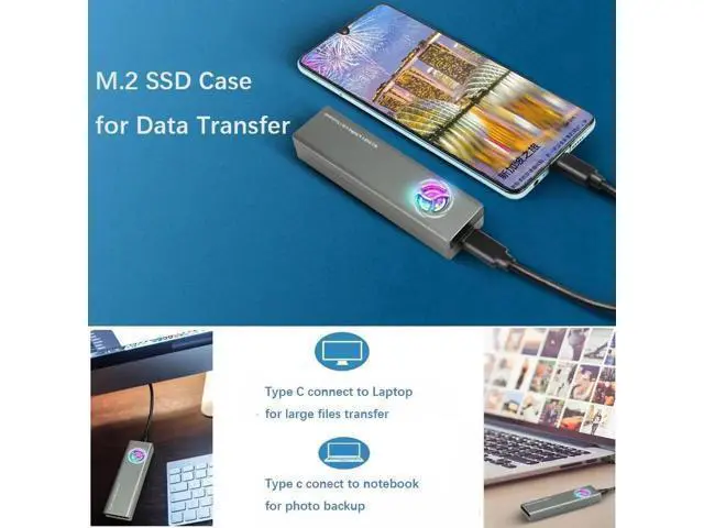 Alt view image 4 of 7 - Dual Protocol M.2 SSD NVMe SATA Case Support M2 NVMe NGFF Sata SSD Hard Drive with Fan For PCIe M Key/B+M Key USB C 10Gbps Box Silver