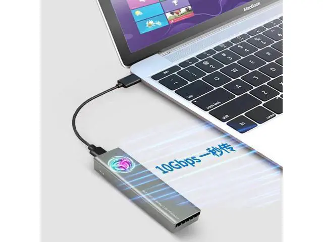 Alt view image 7 of 7 - Dual Protocol M.2 SSD NVMe SATA Case Support M2 NVMe NGFF Sata SSD Hard Drive with Fan For PCIe M Key/B+M Key USB C 10Gbps Box Silver