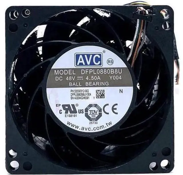 Alt view image 2 of 4 - DFPL0880B8U 48V High Speed Powerful DC Cooling Fan for AVC 8080 Violent Automobile Supercharged Double Motor 4.5A 8CM Fans