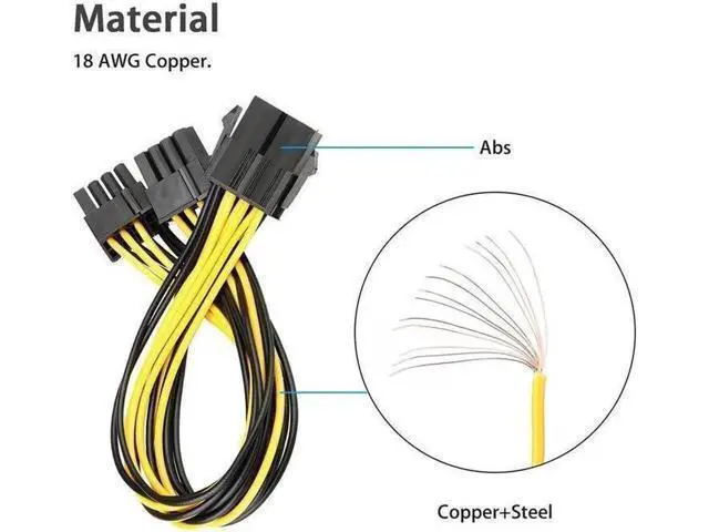 Alt view image 2 of 4 - 10-Pack PCI-E 8Pin to 2X 8 Pin (6+2) Power Splitter Cable for PCIE PCI Express Image Card Y - Splitter Extension Cable 18AWG(40cm/15.74")