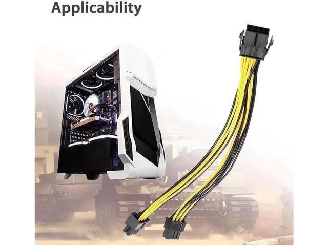 Alt view image 4 of 4 - 10-Pack PCI-E 8Pin to 2X 8 Pin (6+2) Power Splitter Cable for PCIE PCI Express Image Card Y - Splitter Extension Cable 18AWG(40cm/15.74")