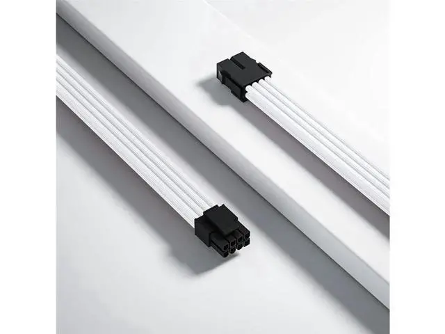 Alt view image 4 of 7 - Mod Sleeved Cable, White Power Supply Cable Extension Kit, 24PIN ATX, 4+4 PIN EPS, Dual 6+2 PIN PCIE, 6 PIN PCI-E