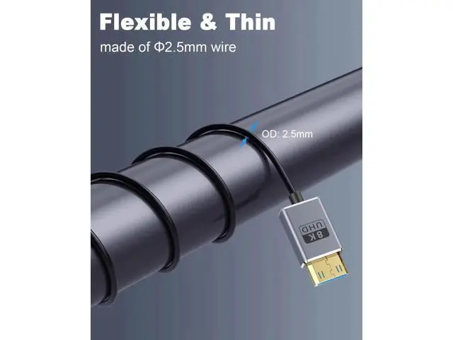 Alt view image 4 of 7 - 8K Mini HDMI to HDMI Cable, 48Gbps Mini HDMI Male to HDMI Male Cable, Ultra Thin Mini HDMI Cord OD2.5mm, Support 8K@60Hz, 4K@240Hz, Dynamic HDR, eARCg for Laptop,Tablet,HDTV,Projector 4FT/1.2M