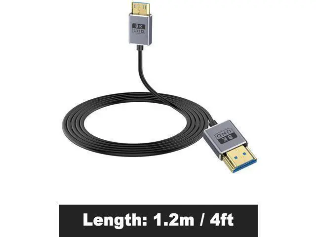 Alt view image 5 of 7 - 8K Mini HDMI to HDMI Cable, 48Gbps Mini HDMI Male to HDMI Male Cable, Ultra Thin Mini HDMI Cord OD2.5mm, Support 8K@60Hz, 4K@240Hz, Dynamic HDR, eARCg for Laptop,Tablet,HDTV,Projector 4FT/1.2M