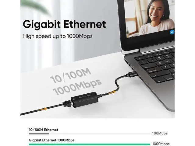Alt view image 5 of 7 - USB to Ethernet Adapter, CableCreation USB 3.0 to 10/100/1000 Mbps Aluminum RJ45 LAN Network Adapter, Compatible with MacBook, Surface Pro, Laptop, PC, Windows, macOS and More