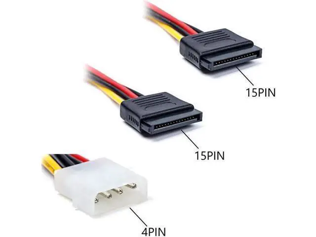 Alt view image 4 of 7 - 5pcs 4 Pin Molex to 2×15 Pin SATA Power Y-Cable Adapter for IDE 8 Inches