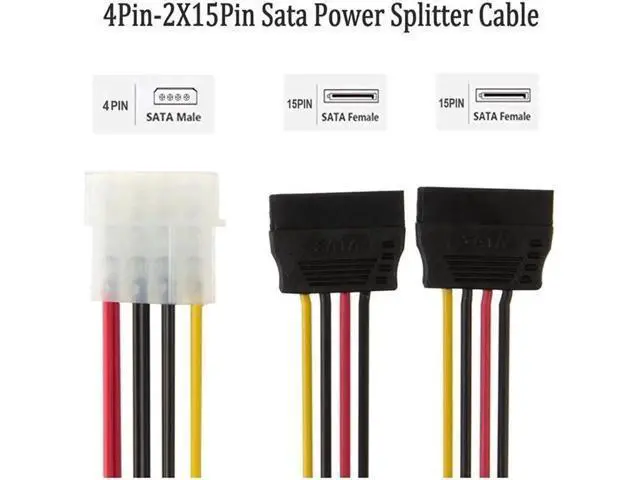 Alt view image 6 of 7 - 5pcs 4 Pin Molex to 2×15 Pin SATA Power Y-Cable Adapter for IDE 8 Inches