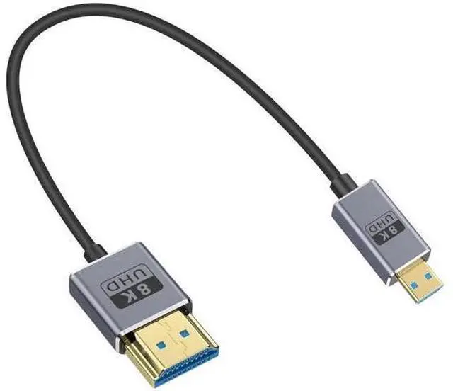 Main image of 8K Short Micro HDMI to HDMI Cable 1ft, 48Gbps HDMI to Micro HDMI 2.1 Cable Male to Male Support 8K@60Hz, 4K@240Hz and HDR Support, for Cameras, DSLRs, Camcorders, Portable Screens and Monitors