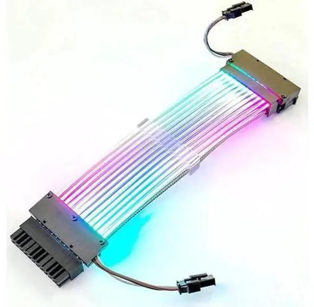 Main image of ARGB Power Extension Cable Power Graphics Card Cable,Mainboard Extension Cable Power Luminous Cable,Dual Head Lamp 24Pin Row Synchronous Illusion Luminous Cable,Wire Harness Assembly,18AWG 41 * 0.16 T