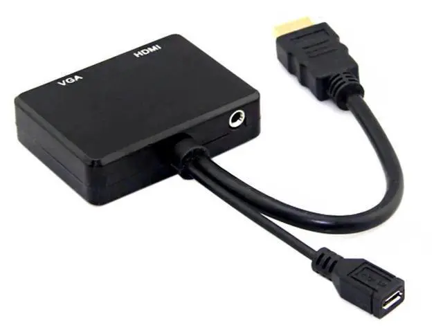 Alt view image 3 of 7 - HDMI to VGA & HDMI Female Splitter with Audio Video Cable Converter Adapter for HDTV PC Monitor