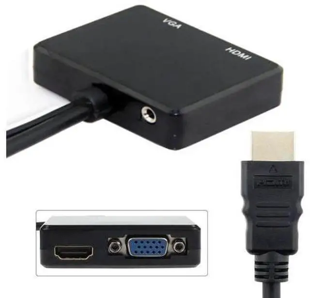 Alt view image 4 of 7 - HDMI to VGA & HDMI Female Splitter with Audio Video Cable Converter Adapter for HDTV PC Monitor