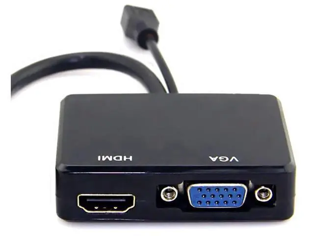 Alt view image 5 of 7 - HDMI to VGA & HDMI Female Splitter with Audio Video Cable Converter Adapter for HDTV PC Monitor