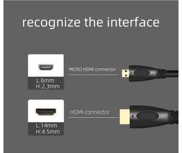 Alt view image 3 of 7 - AOMOPROING Micro HDMI to HDMI Adapter Cable, 10.2Gbps High-Speed, 4K@30Hz, 1080p, Ethernet Ready, 3.3Ft, Black,2-Pack